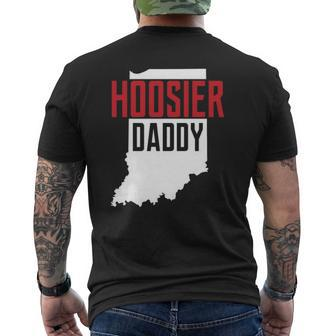 Hoosier Daddy Indiana State Map Mens Back Print T-shirt | Mazezy