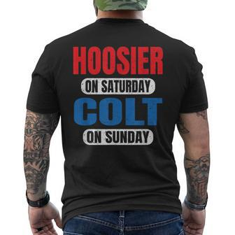 Hoosier On Saturday Colt On Sunday Sports Fans Vintage Men's T-shirt Back Print - Monsterry