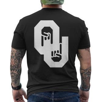 Horns Down Oklahoma Texas Men's T-shirt Back Print - Monsterry