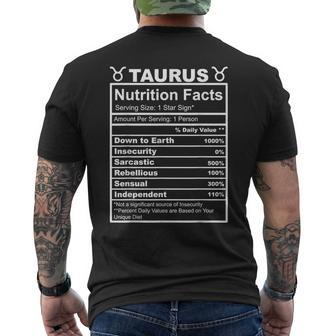 Horoscope Zodiac Sign Astrology Nutrition Facts Taurus Men's T-shirt Back Print - Monsterry CA