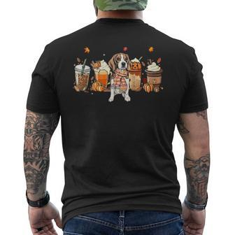 Horror Fall Coffee Beagle Dog Hallowwen Pumpkin Spice Autumn Men's T-shirt Back Print | Mazezy