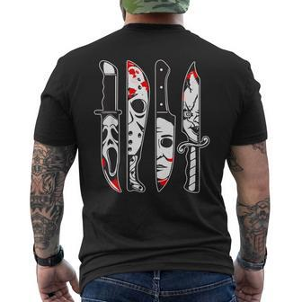 Horror Movie Characters In Knives Horror Characters Men's T-shirt Back Print - Monsterry AU