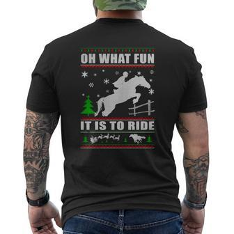 Horse Christmas Oh What Fun It Is To Ride Mens Back Print T-shirt - Seseable