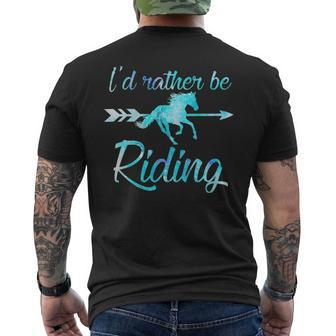 Horse Rider Girls I'd Rather Be Riding Horses Kid Gif Men's T-shirt Back Print | Mazezy