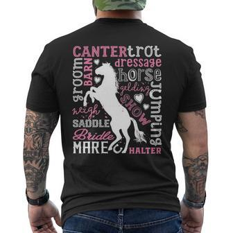 Horse Typography Word Art Girls Horseback Riding Equestrian Men's T-shirt Back Print | Mazezy CA