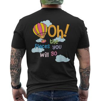 Hot Air Balloon Oh The Places You’Ll Go When You Read Men's T-shirt Back Print - Seseable