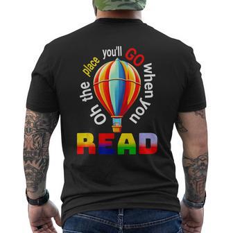 Hot Air Balloon Ohthe Places You’Ll Go When You Read Men's T-shirt Back Print - Monsterry