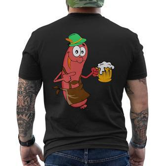 Hot Dog Beer Bratwurst Oktoberfest Drinking Men's T-shirt Back Print - Monsterry