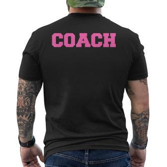 Hot Pink Lettered Coach For Sports Coaches Men's T-shirt Back Print - Monsterry AU