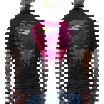 Hot Pink Lips Mouth Tongue Out Cool Vintage Retro Men's T-shirt Back Print - Thegiftio