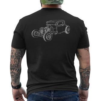 Hot Rod Classic Coupe Outline Rustbucket Rat Race Men's T-shirt Back Print - Monsterry DE