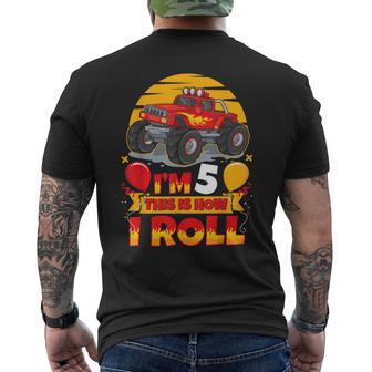 Hot Wheels Birthday I'm 5 This Is How I Roll Monster Truck Men's T-shirt Back Print - Monsterry UK