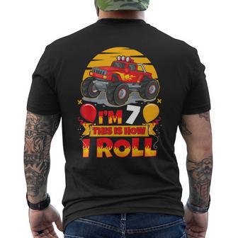 Hot Wheels Birthday I'm 7 This Is How I Roll Monster Truck Men's T-shirt Back Print - Monsterry UK