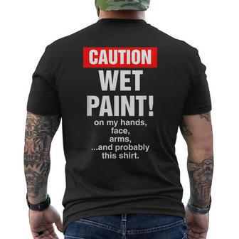 House Painter Caution Wet Paint Decorating Profession Retro Men's T-shirt Back Print - Monsterry UK