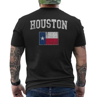 Houston Texas Flag Vintage Distressed Men's T-shirt Back Print - Monsterry AU