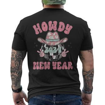 Howdy 2024 Happy New Year Retro Men's T-shirt Back Print | Mazezy