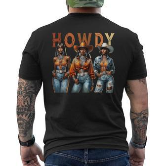 Howdy Black Cowgirl Western Rodeo Melanin Black History Men's T-shirt Back Print - Monsterry UK