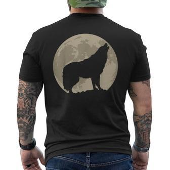Howling Wolf Shadow Moon Graphic Men's T-shirt Back Print - Thegiftio UK