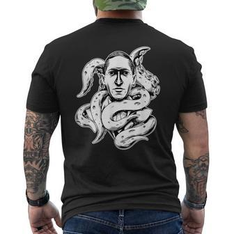HP Lovecraft Cthulhu Tentacles Vintage Horror Men's T-shirt Back Print - Monsterry