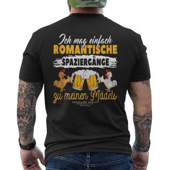 Hühner Papa Gartenhühner Spaziergänge Zu Meinen Mädels Bier T-Shirt mit Rückendruck - Geschenkecke