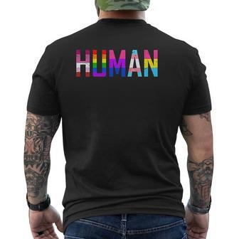 Human Flag Lgbt Gay Pride Month Transgender Mens Back Print T-shirt - Thegiftio UK