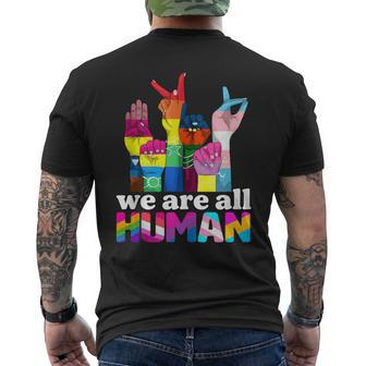 We Are All Human Lgbt Flag Gay Pride Month Transgender Flag Men's T-shirt Back Print - Monsterry CA