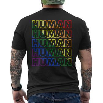 Human Rainbow Lgbt Flag Bi Lesbian Trans Gay Pride Month Mens Back Print T-shirt - Thegiftio UK