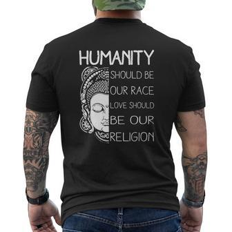 Humanity Should Be Our Race Love Should Be Our Religion Mens Back Print T-shirt - Thegiftio UK