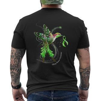 Hummingbird Holding Green Ribbon Kidney Disease Awareness Mens Back Print T-shirt - Seseable