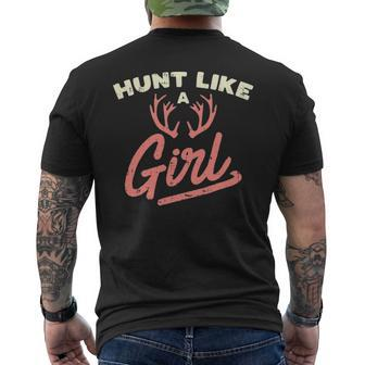 Hunt Like A Girl Antler Hunting Women Ladies Hunter Men's T-shirt Back Print | Mazezy