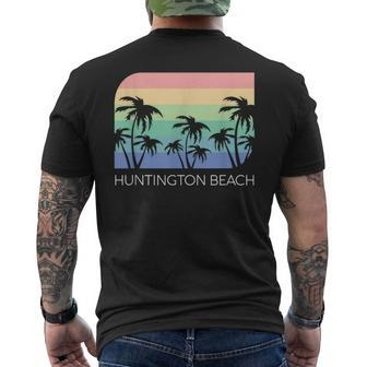 Huntington Beach California Surf Vintage Cali Socal Orange Men's T-shirt Back Print - Monsterry
