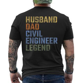 Husband Dad Civil Engineer Legend Fathers Day Vintage Retro Men's T-shirt Back Print - Thegiftio UK