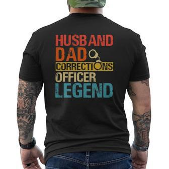 Husband Dad Corrections Officer Legend Father's Day Mens Back Print T-shirt | Mazezy