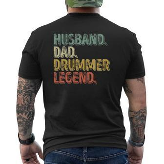 Husband Dad Drummer Legend Father's Day Mens Back Print T-shirt | Mazezy
