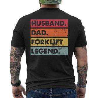 Husband Dad Forklift Driver Forklift Operator Mens Mens Back Print T-shirt - Seseable