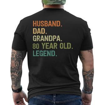Husband Dad Grandpa 80 Year Old 80Th Birthday Fathers Day Men's T-shirt Back Print - Thegiftio UK
