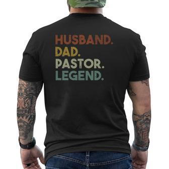 Husband Dad Pastor Legend Vintage Church Pastor Mens Back Print T-shirt | Mazezy