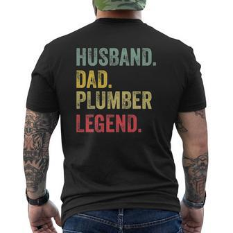Husband Dad Plumber Legend Vintage Retro Mens Back Print T-shirt | Mazezy