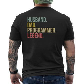 Husband Dad Programmer Legend Fathers Day Programming Mens Back Print T-shirt | Mazezy UK