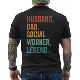 Husband Dad Social Worker Legend Fathers Day Retro Vintage Men's T-shirt Back Print - Seseable