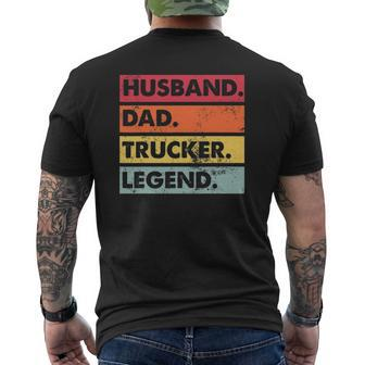 Husband Dad Trucker Legend Truck Driver Trucking Mens Back Print T-shirt | Mazezy