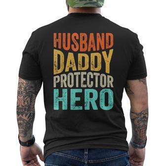 Husband Daddy Protector Hero Dad Father's Day Men's T-shirt Back Print - Thegiftio UK