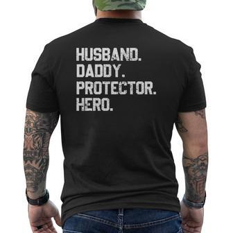 Husband Daddy Protector Hero Fathers Day For Dad Mens Back Print T-shirt | Mazezy CA