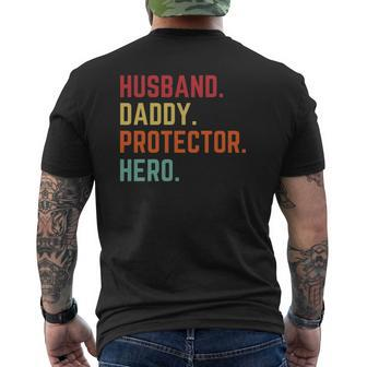 Husband Daddy Protector Hero Father's Day For Dad Mens Back Print T-shirt | Mazezy DE
