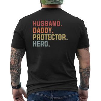 Husband Daddy Protector Hero Father's Day Mens Back Print T-shirt | Mazezy UK