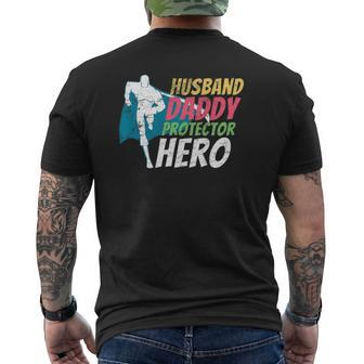 Husband Daddy Protector Hero Father's Day Mens Back Print T-shirt | Mazezy CA