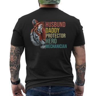 Husband Daddy Protector Hero Mechanician Father's Day Father Men's T-shirt Back Print - Seseable