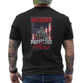Husband Daddy Protector Hero Veterans Day Mens Back Print T-shirt | Mazezy