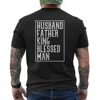 Husband Father King Blessed Man Black Pride Dad Mens Back Print T-shirt | Mazezy