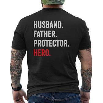 Husband Father Protector Hero Mens Back Print T-shirt | Mazezy
